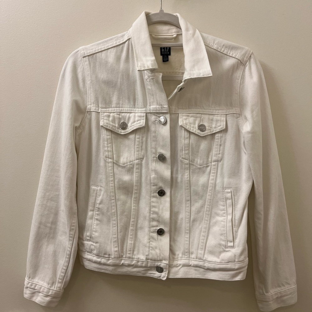 Gap white denim jacket